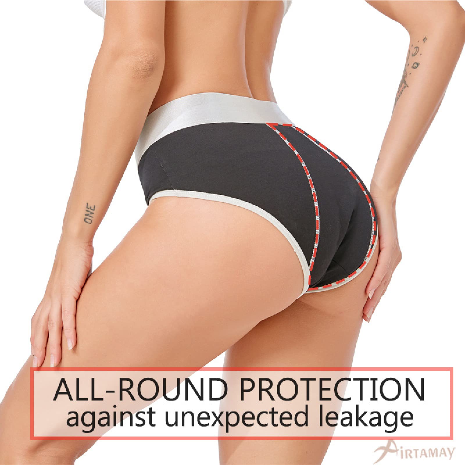 Shorties Femmes 2/4 pièces sous-vêtements physiologiques à quatre couches haute absorption dossier inférieur période menstruelle étanche pantalons physiologiques lavables sans serviette hygiénique