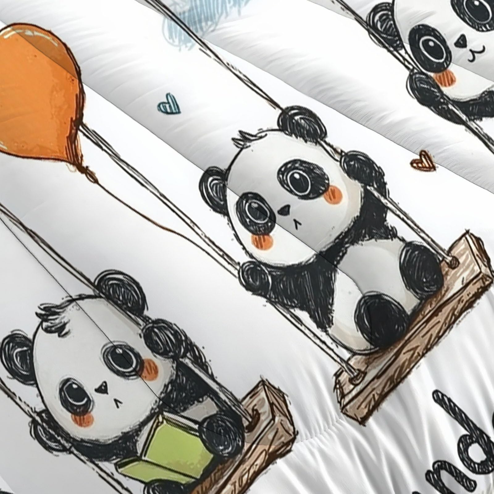 Edredon Cama 135/150 Panda Dibujos Animados Estampado Infantil, Edredón Nórdico 4 Estaciones 240x220cm, Colcha Transpirable De Microfibra Lavable Acuarela Animales, 2 Fundas De Almohada