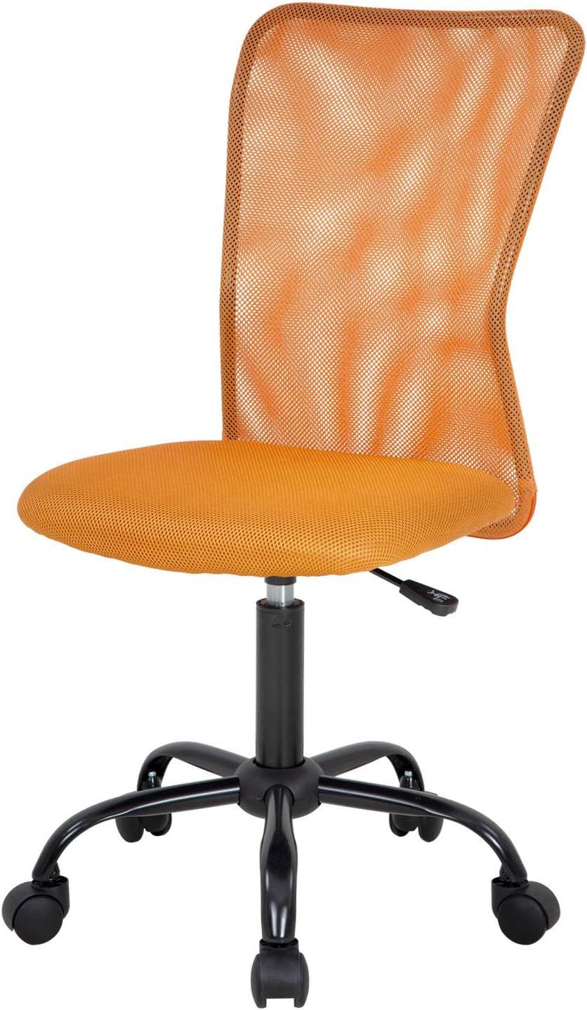 FDW Home Office Chair Mid Back Mesh Desk Chair Armless Computer Ergonomic Task Rolling Swivel Chair Back Support Adjustable Modern with Lumbar Support,Orange