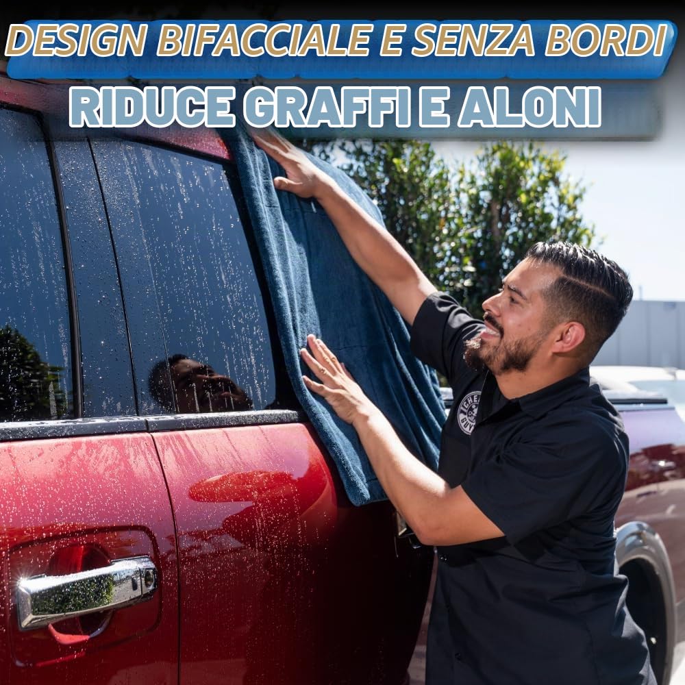 Chemical Guys, Megalodon, asciugamano in microfibra con tecnologia ad anello intrecciato (super peluche per auto, camion, SUV, camper e altro), 61 x 91,4 cm, blu scuro - MIC531