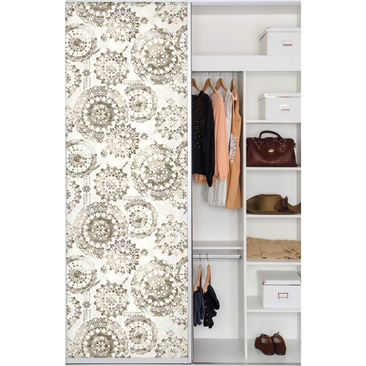RoomMates RMK11724WP Taupe Boho Medallion Peel and Stick Wallpaper, Grey/Taupe, 52 x 503 cm - Image 3