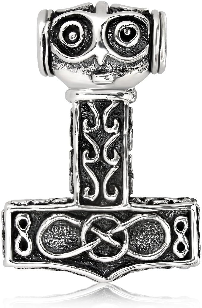 WithLoveSilver Sterling Silver 925 Celtic Viking Amulet Hammer of Thor Mjolnir Pendant