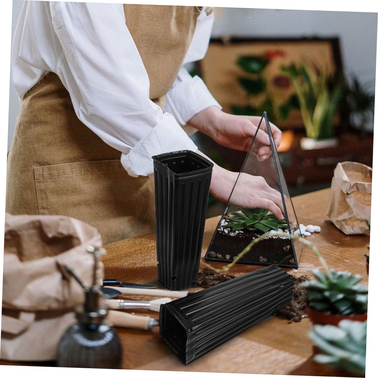 Lot de 60 Godets De Culture en Plastique Résistant, Pots De Jardin Profonds Aération pour Plantes Et Petits Arbres