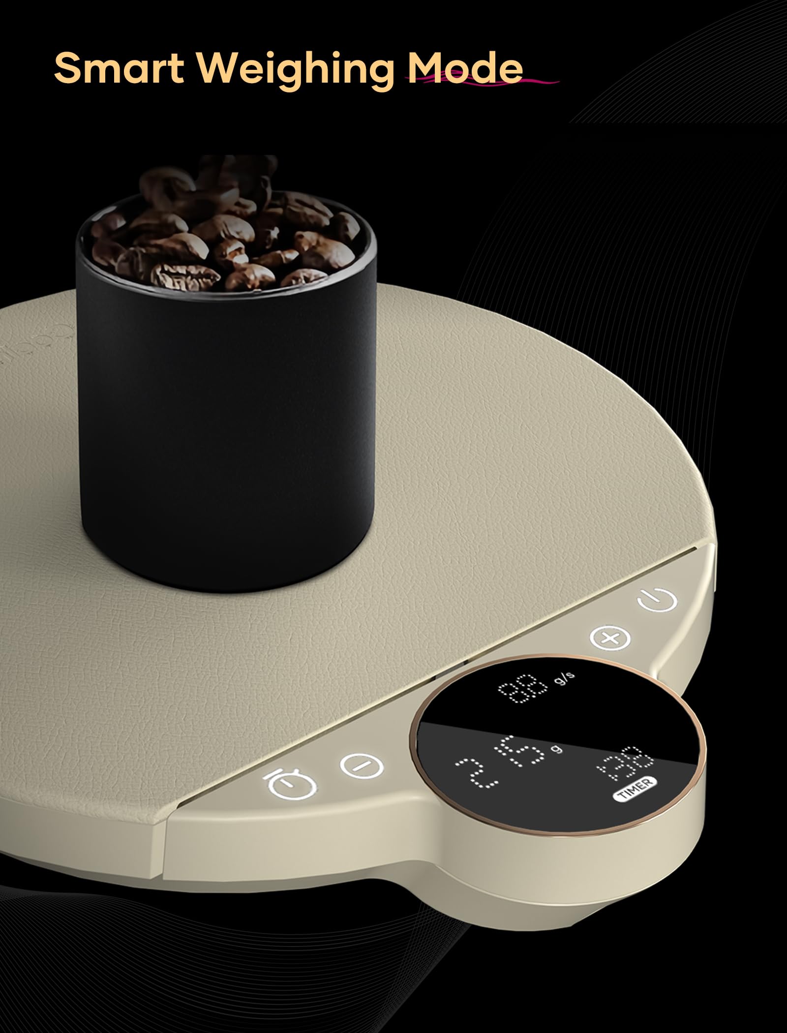Cocinare Balance Digitale Kaffeewaage - Präzisionssteuerung mit drei Modi (Brühassistent, Wiegen, Wettkampf), Digitale Küchenwaage für Kaffee und Kleinwaren, bis zu 3000g (Vintage White)