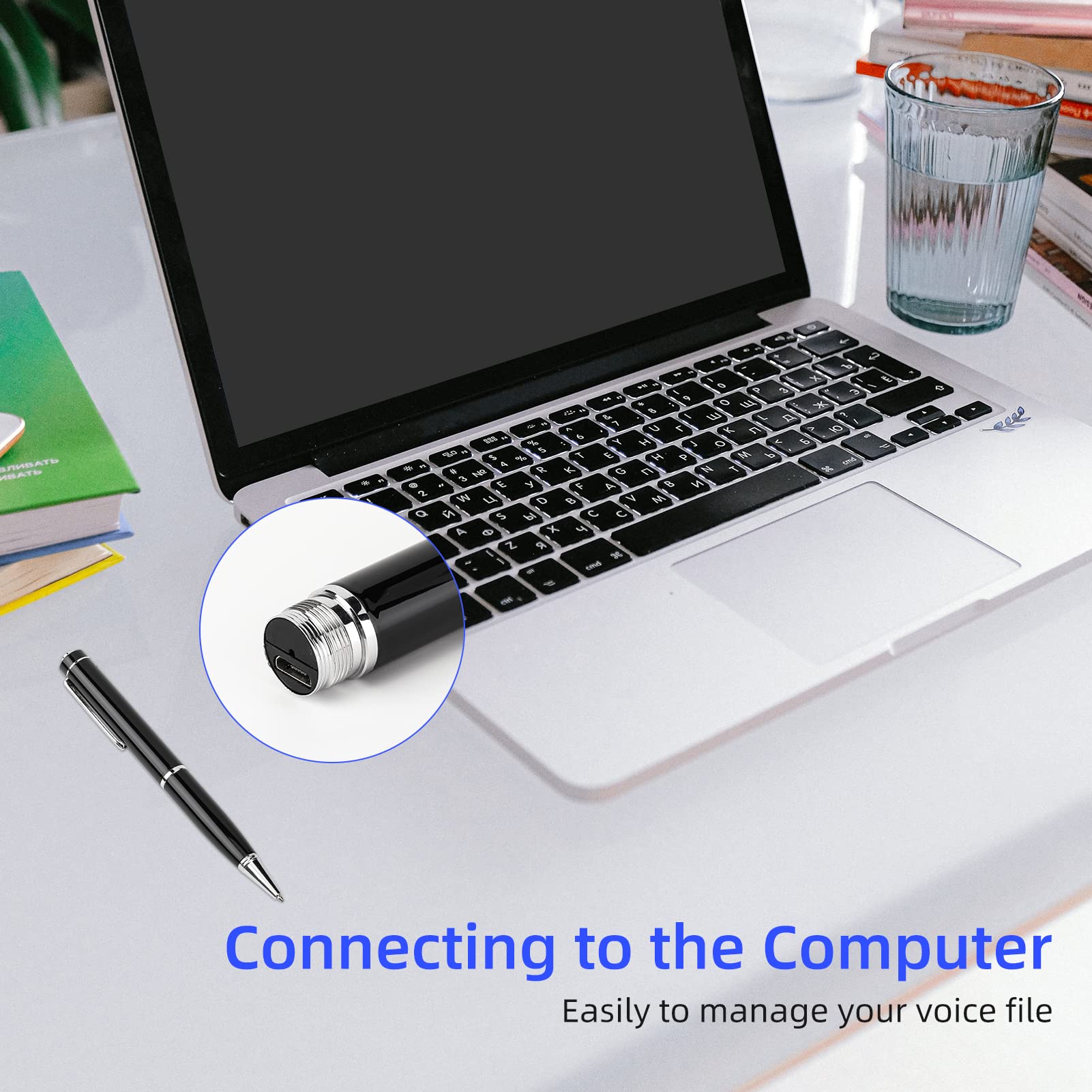 2 penne registratore digitale - attivazione audio, cavo USB e tappi for le orecchie, for lezioni, riunioni e interviste, apparecchiature di registrazione professionali