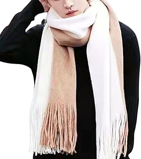 [Clove Cube] 【クローブキューブ】マフラー カシミヤタッチ 大判 厚手 バイカラー ストール フリンジ 防寒