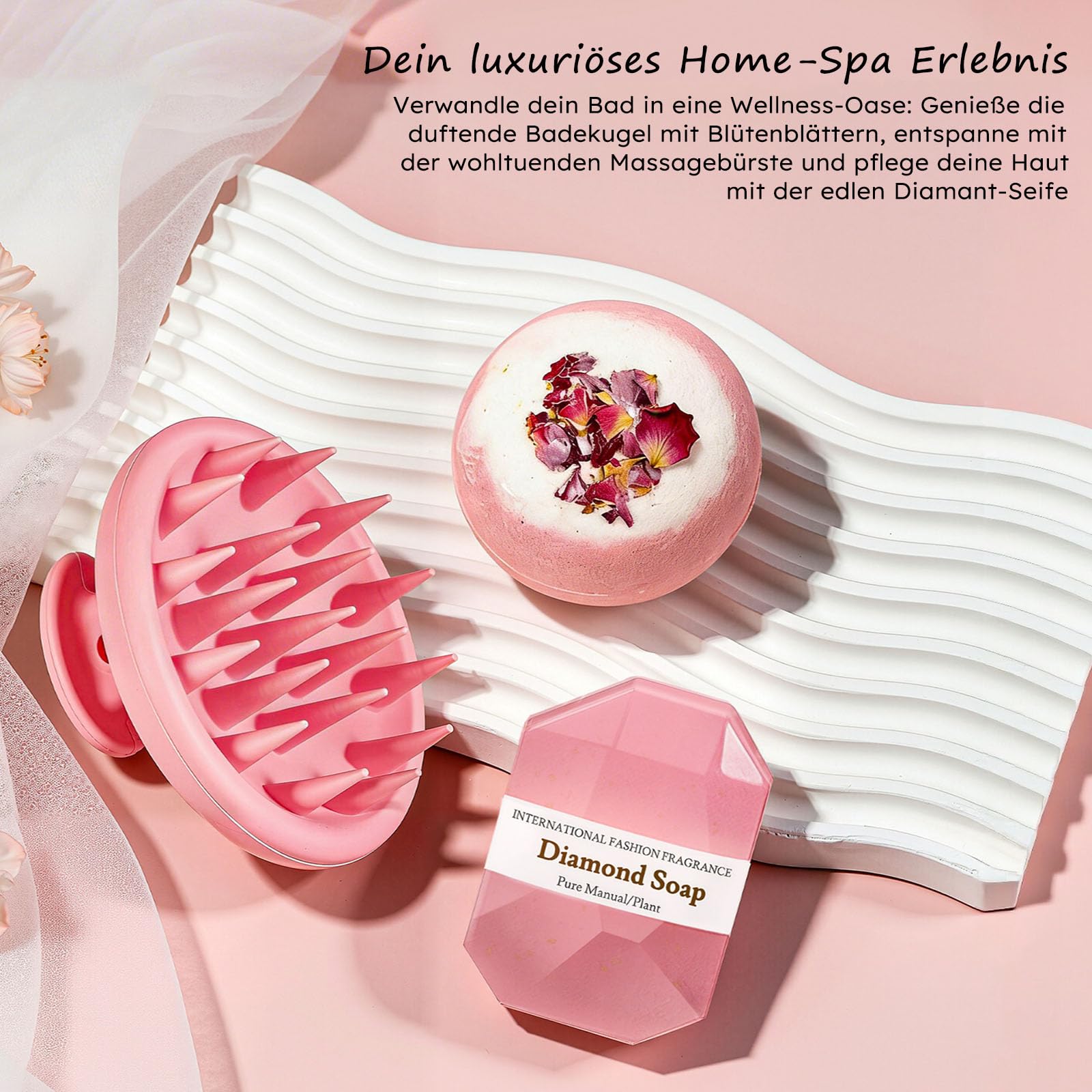 TUZELIYA Geschenke für Frauen Freundin - Geburtstagsgeschenk - Wellness Geschenkset - Gute Besserung & Mutmacher Geschenke - Geschenkideen für Mama, Schwester, Tochter, Kollegin, Tante, Ehefrau - Rosa