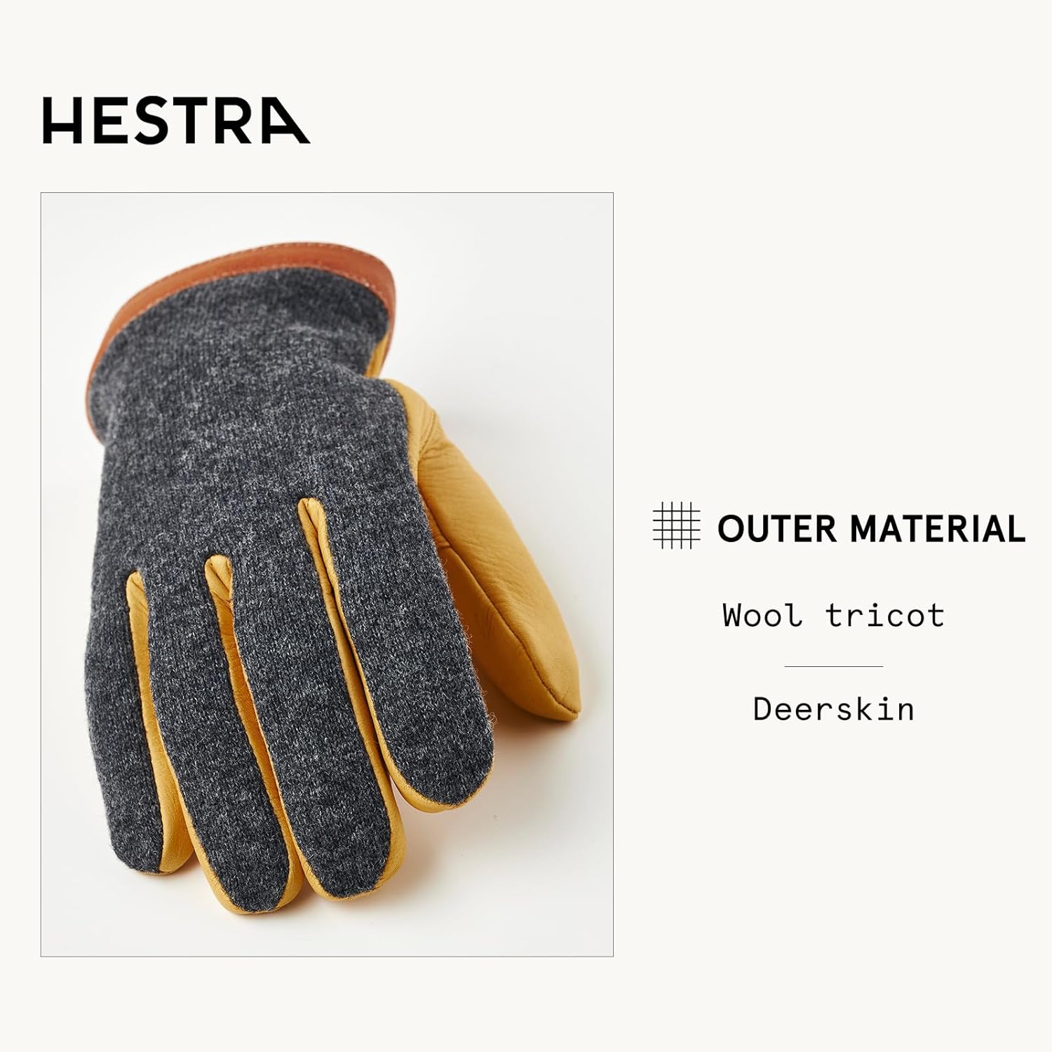 Hestra Men’s Deerskin Wool Tricot Gloves, Leather & Wool Gloves with Merino Wool Lining for Everyday Wear in Cold Weather - Image 3