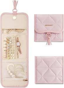BAGSMART Foldable Travel Jewelry Organizer, Pink