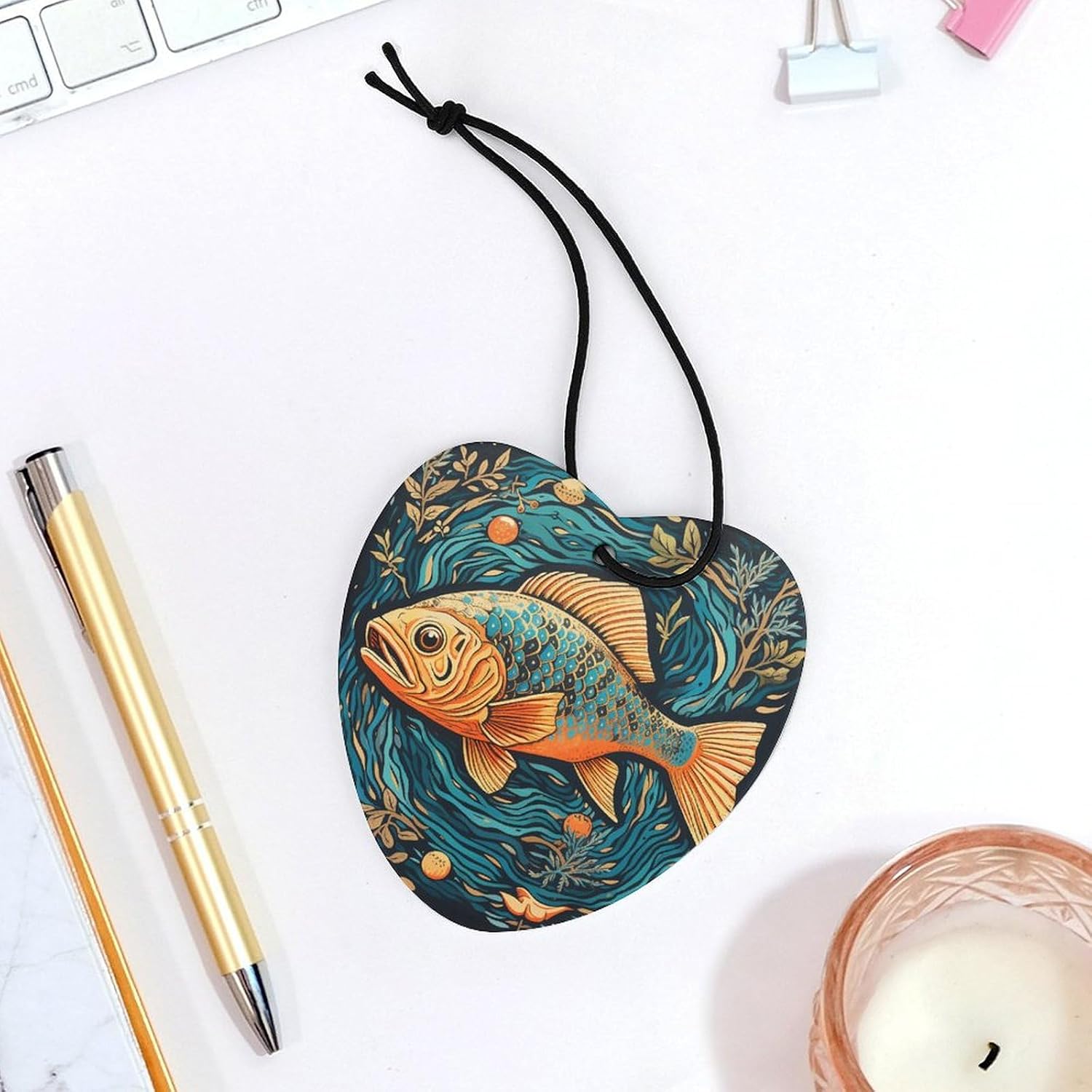 5 Pcs Car Air Fresheners Hanging Air Freshener Colorful Fish Painting Hanging Scented Cards Fragrance Scented Cards for Car Car Aromatherapy Tablets for Car