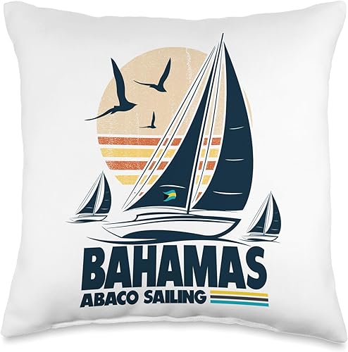 Miniatura 4 de ISLAND701 Bahamas Souvenirs Online Vacation Cruise Abaco Sloop Sailing Bahamas Regatta Sailing - Almohada con bandera de las Bahamas, 18 x 18