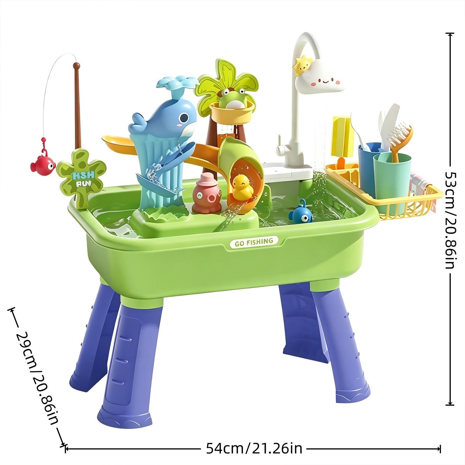 Wasserspieltisch für Kinder mit Pumpe, lustige Sensorik-Spielzeuge | Sommer Küchenspüle Spielset für Mädchen drinnen draußen Garten Hof Terrasse Rasen Vorschule