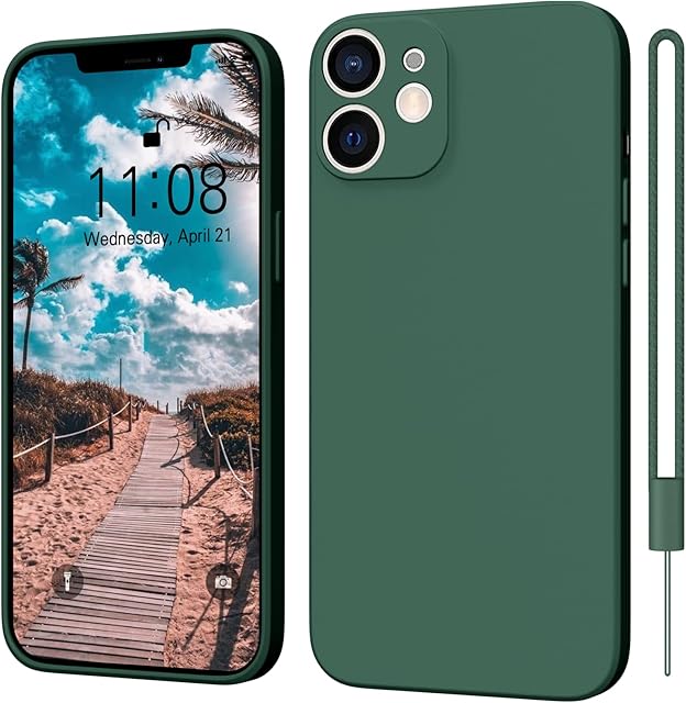 ORDA iPhone 12 Mini Case Silicone Protector iPhone 12 Mini Slim Case Soft Gel Rubber Anti-Scratch Phone Case Cover for iPhone 12 Mini 5.4'' Dark Green