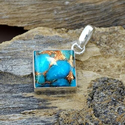 Miniatura 8 de Solid 925 Sterling Silver Pendant for Women Men, Genuine Emerald Faceted Square Gemstone Unique Handcrafted May Birthstone Pendant