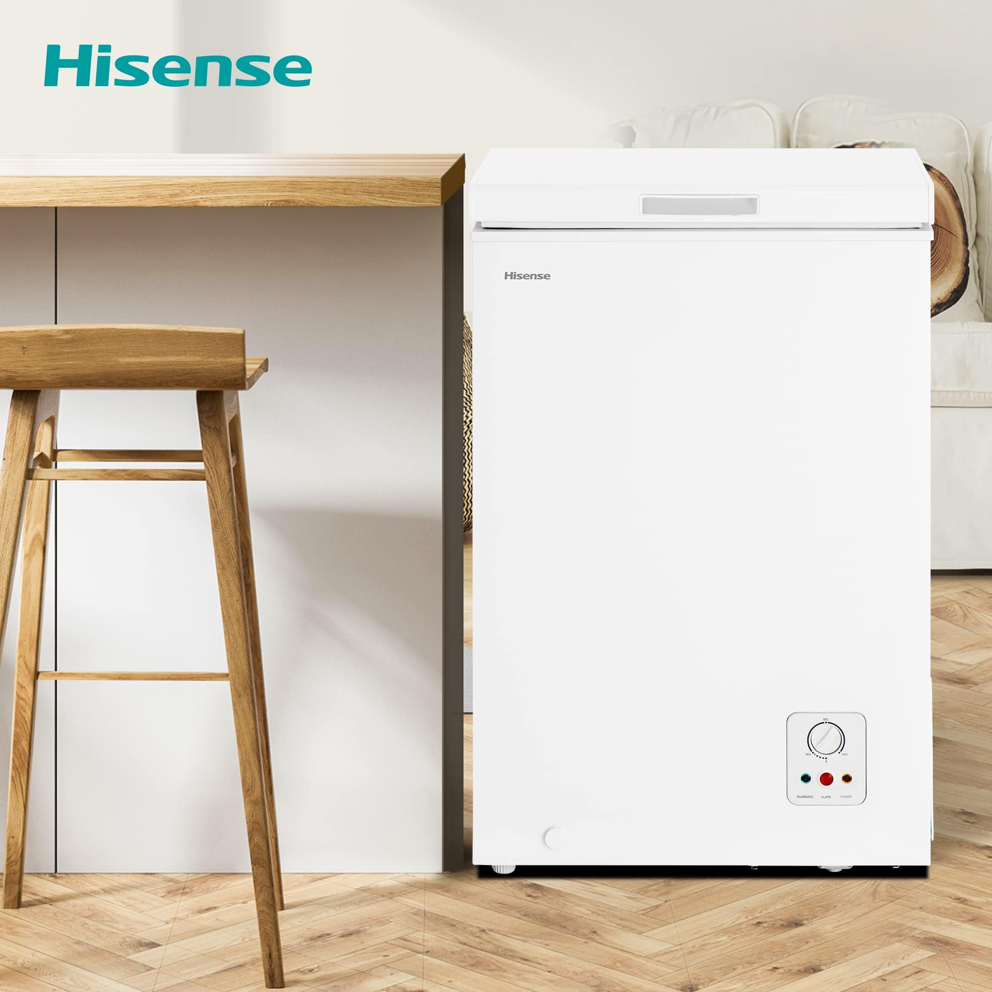 Hisense MCF95E – Congelador Baúl Capacidad 95 L, Silenciador 40 dB, Blanco, 54,6 x 47,9 x 85,4 cm