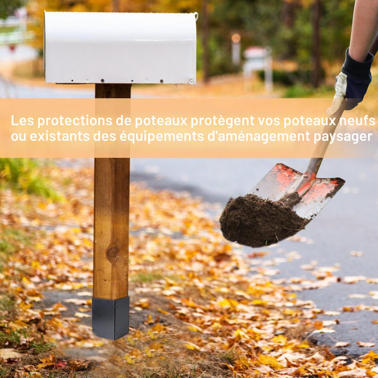 Protections de base de poteau en acier inoxydable (4 pièces réglables de 8,4 à 15,2 cm) pour protéger les boîtes aux lettres, les terrasses et les clôtures en bois contre les dommages causés par la