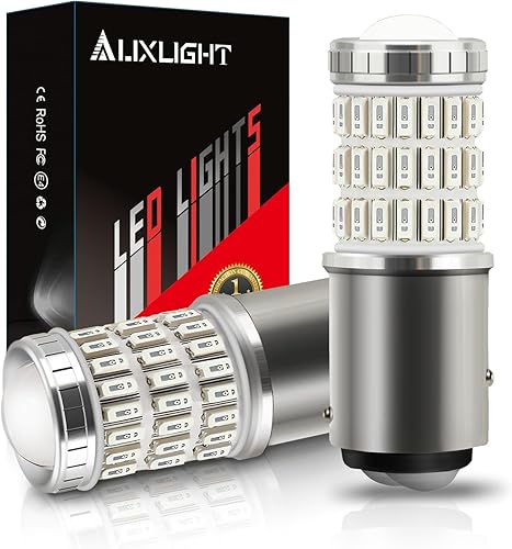 Vista 15 de Bombillas led Auxlight 1157, 2057, 2357, 7528, de repuesto para luces les 57 smd de marcha atrás, luces de freno, luces traseras, luces de Amarillo