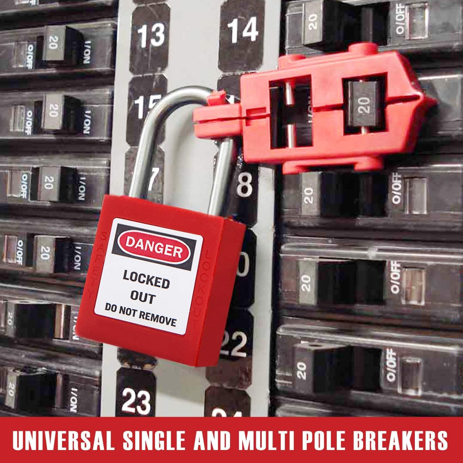 Lockout Tagout Kit Electrical Loto,Lockout Tagout Kit Include Red Loto Locks & Circuit Breaker Lockout Device,Universal Multi Pole Breaker for Industrial Electrical System & Valve Devices