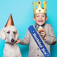 Vista 6 de Corona de rey de cumpleaños, banda para niño, botones y accesorios de vestir para celebración de cumpleaños