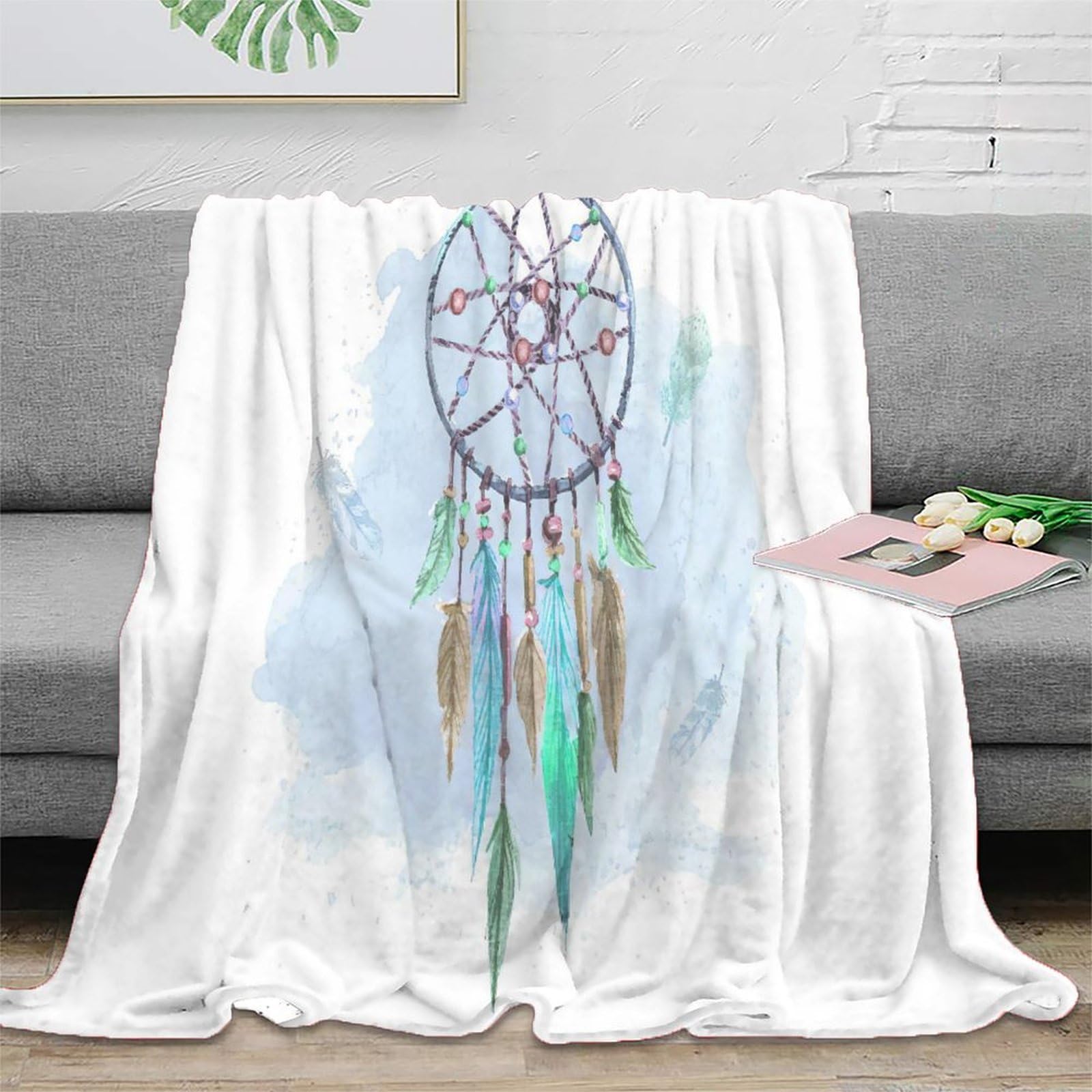 3D Druck Traumfänger Decke Mikrofaser Wohndeko Traumfänger Sofadecke Flauschig Warm für Schlafzimmer 80×90(200x230cm)