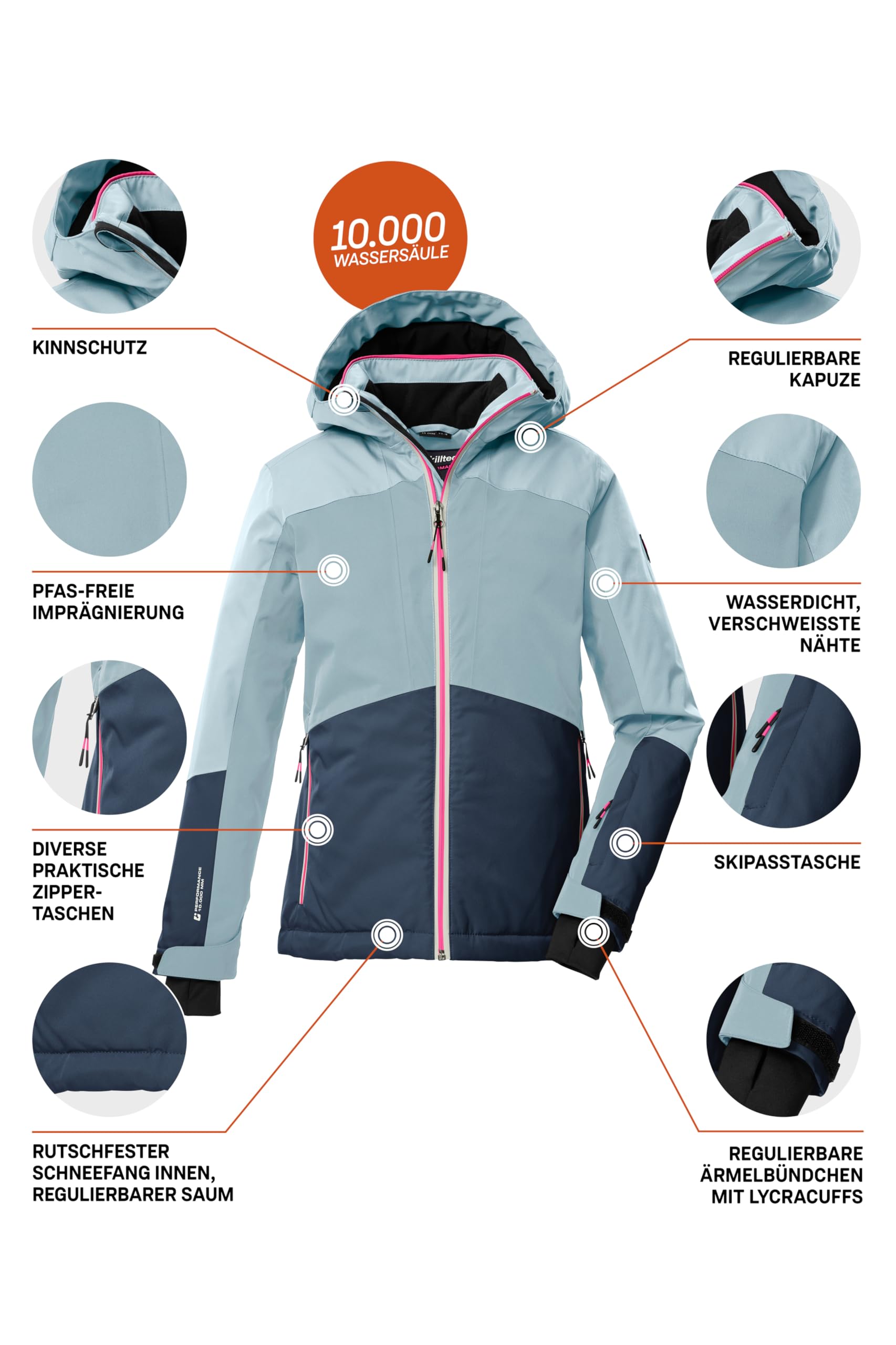 Killtec Mädchen Ksw 196 Grls Ski Jckt Skijacke/Funktionsjacke mit Kapuze und Schneefang