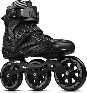 JEUWITH 3-Wheel Inline Skates for Men & Women - 110mm Wheels, ABEC9 Bearings, CNC Aluminum Frame for Racing & Fitness