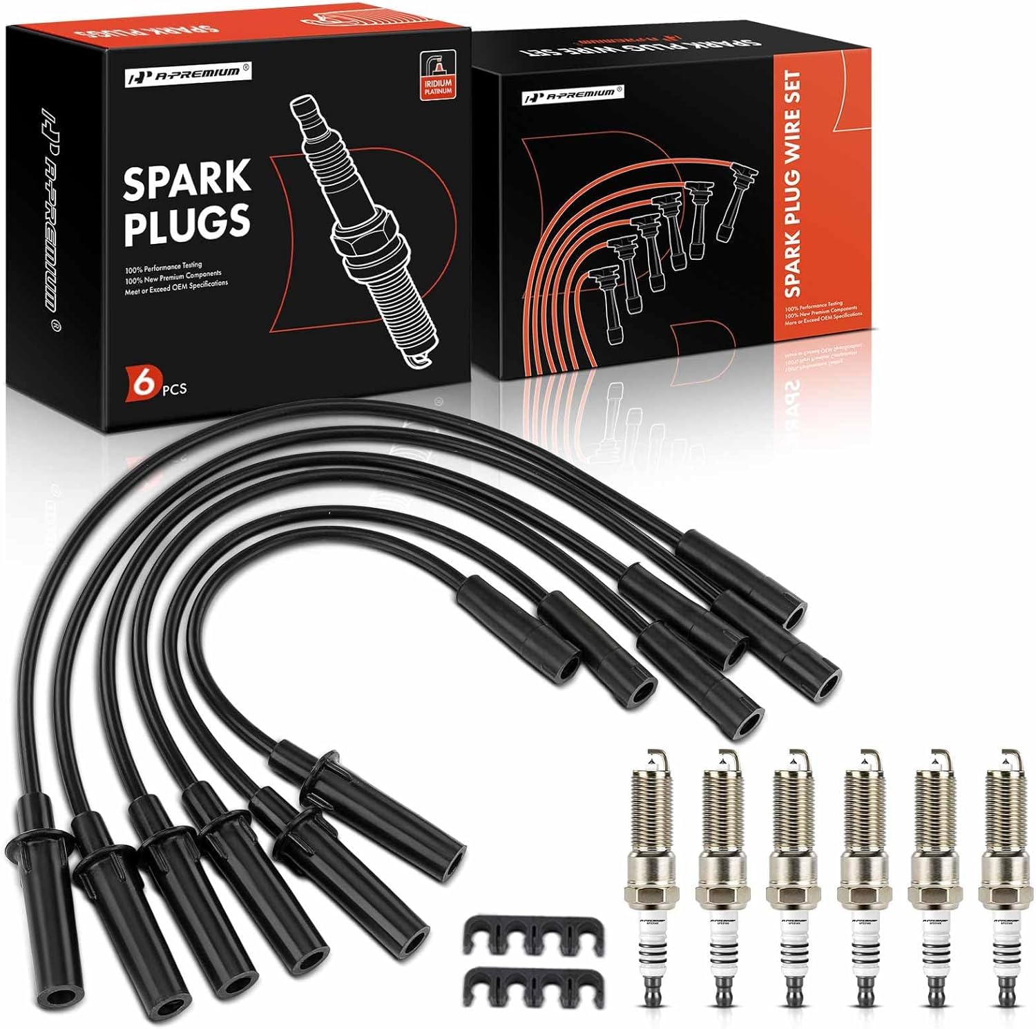 A-Premium Spark Plugs and wires Compatible with Dodge Grand Caravan, Caravan & Chrysler Town & Country, Pacifica, Voyager & Volkswagen Routan, 3.3L 3.8L, 2001-2010