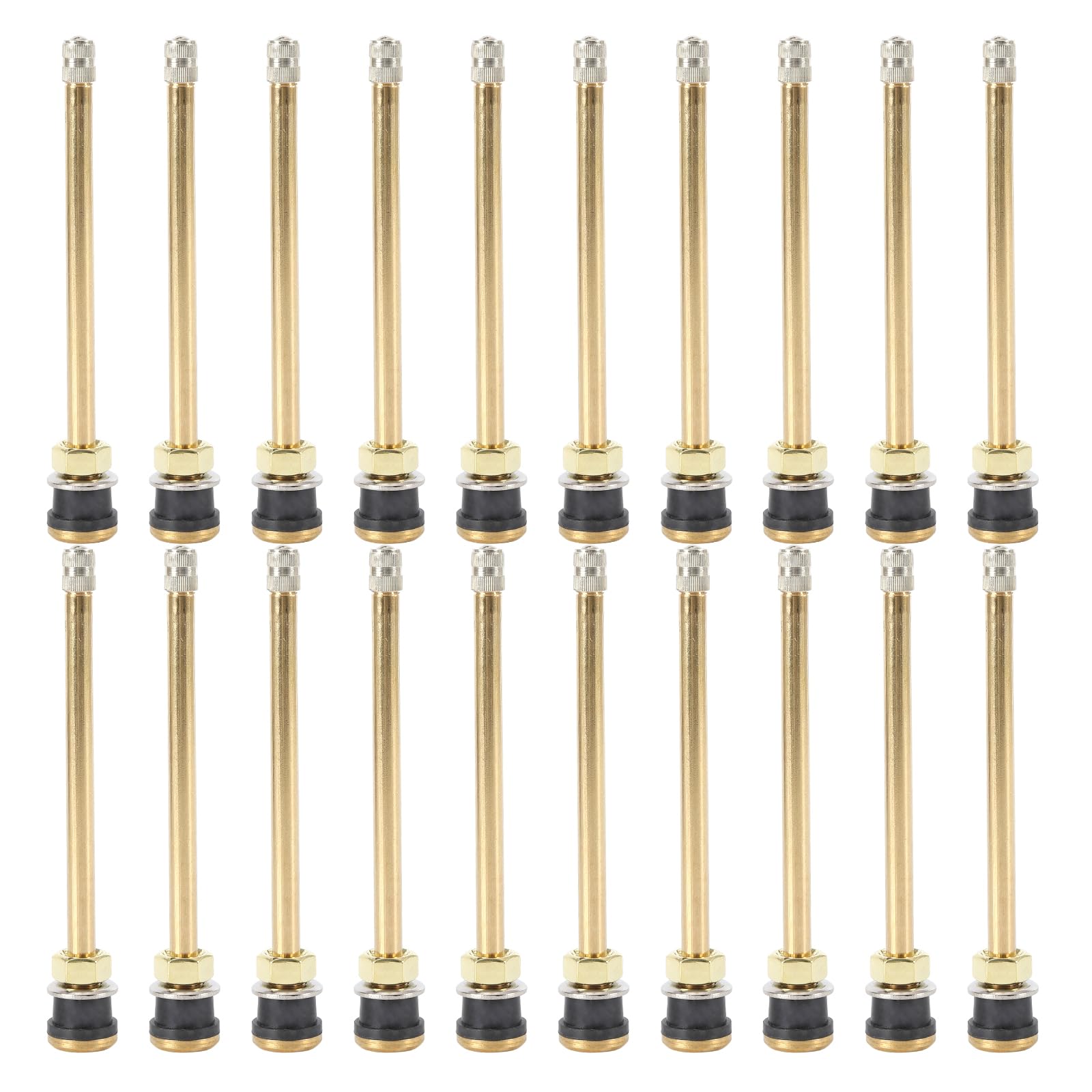 20 Pcs 5in Clamp in Truck Valve Stems, Truck Tire Valve Stems Straight Truck Valve Stems TR574 Copper Tubeless Straight Valve Stem Extension Adaptor for 0.625in Valve Bore Stems Replacement Kit