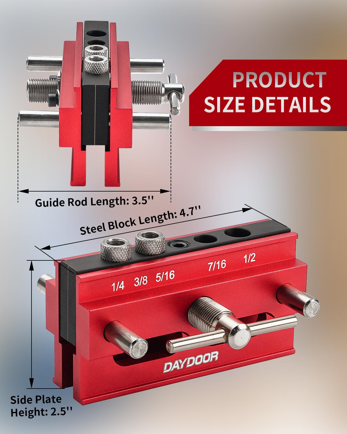 Matework Adjustable Dowel Jig Kit - Woodworking Drill Guide With 3 Bits & Stop Rings For Straight Holes - View #9
