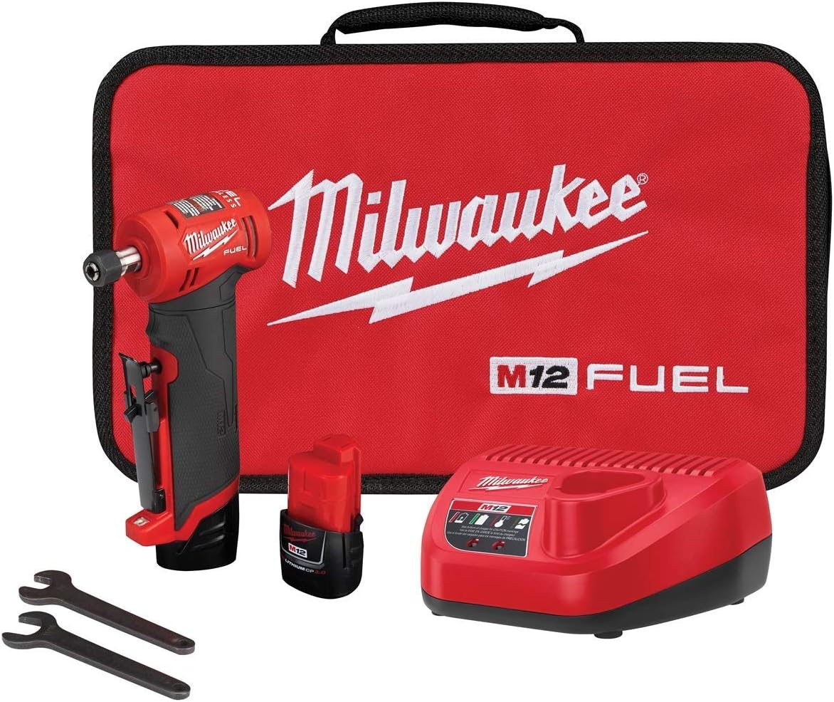 Milwaukee 248522 M12 Fuel Right Angle Die Grinder with 2 Battery and