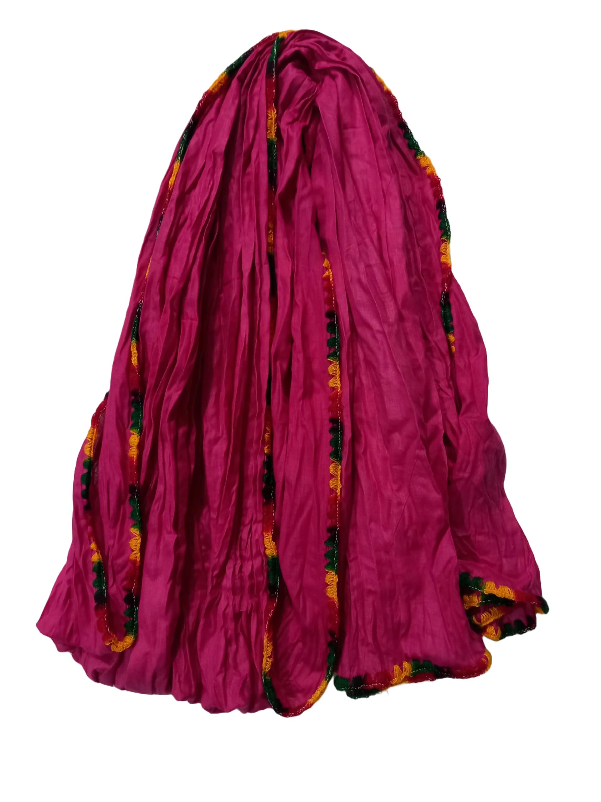 PURE COTTON SOLID DUPATTA 2.25 MTR WOMEN (MULTICOLOR SHELL STITCH BORDER)-image-23