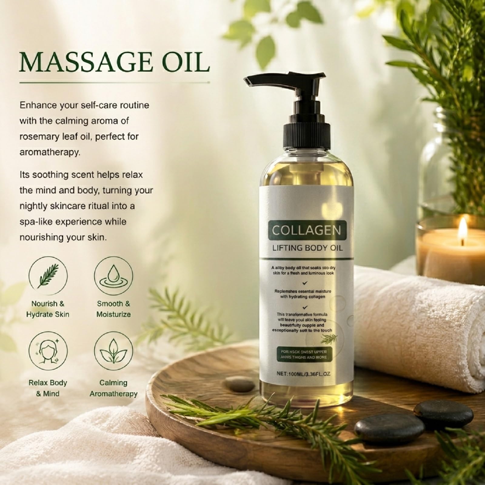 Collagen Lifting Body Oil, 3.38 fl oz, Hydrating Firming Skin Serum