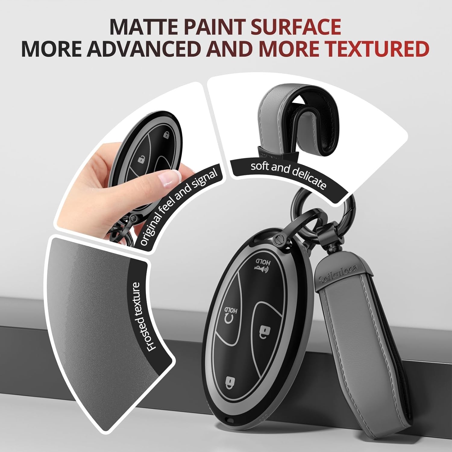 for Honda Key Fob Cover Accessories- Matte TPU Key Fob Cover with Leather Keychain for 2022-2026 Civic Accord HR-V Pilot CR-V, Sport SI EX EX-L (Gray, Model 1)