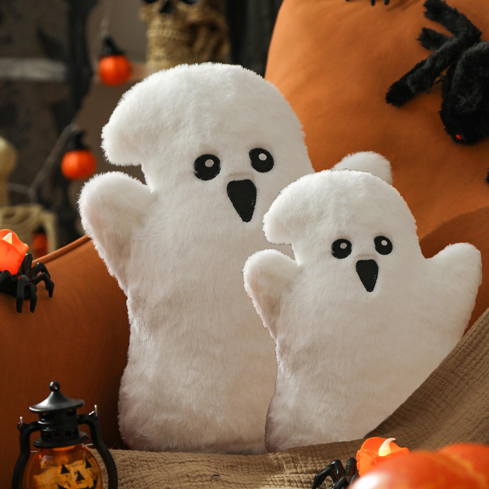 YRXRUS Ghost Pillows, Halloween Ghost Shaped Throw Pillows Set of 2, Boo