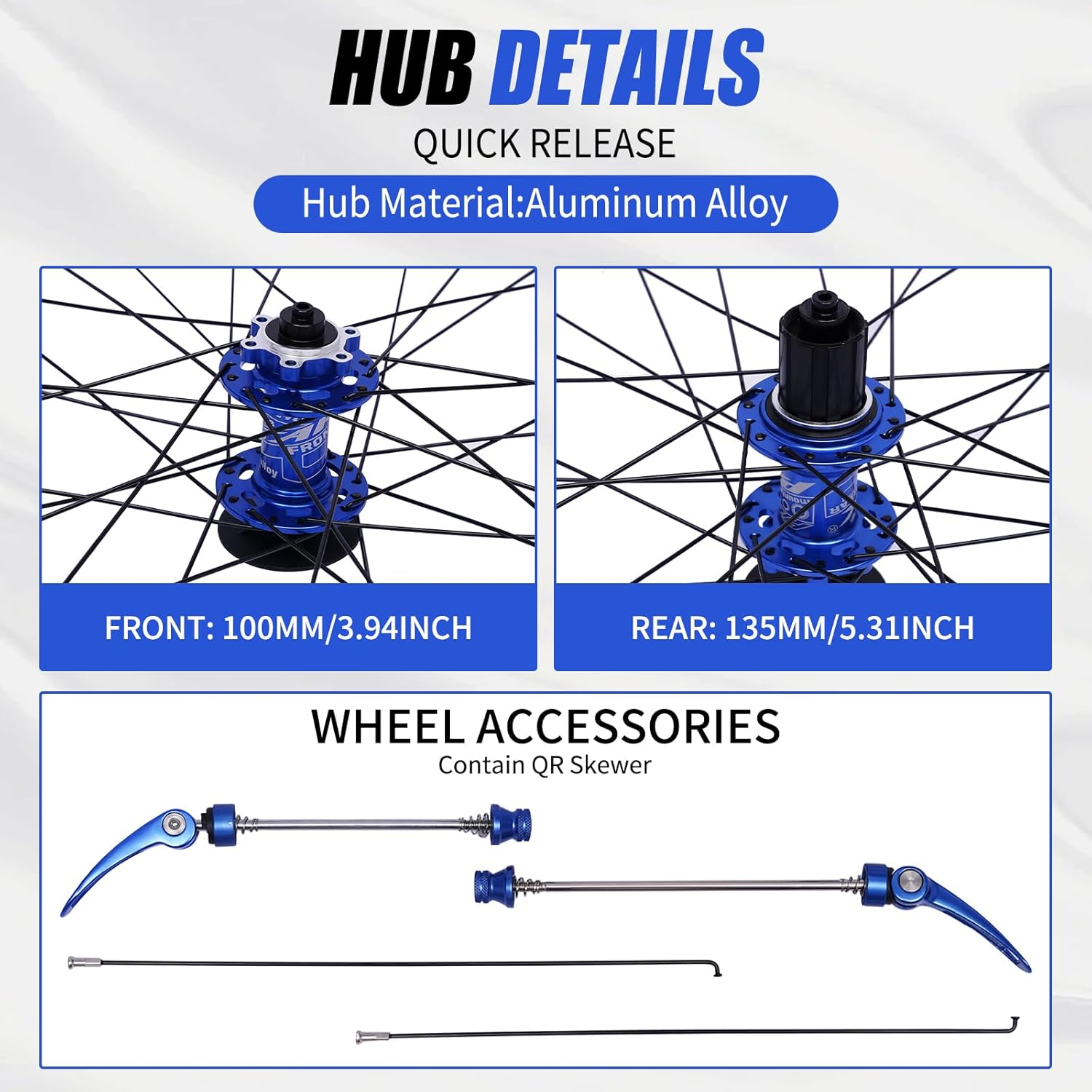 27.5 Inch Wheelset, Aluminum Alloy Bike Wheels, Rim Disc Brake Mountain Bike Wheelset with Quick Release Lever and Spokes, Front Rear Mountain Bike Wheels Black