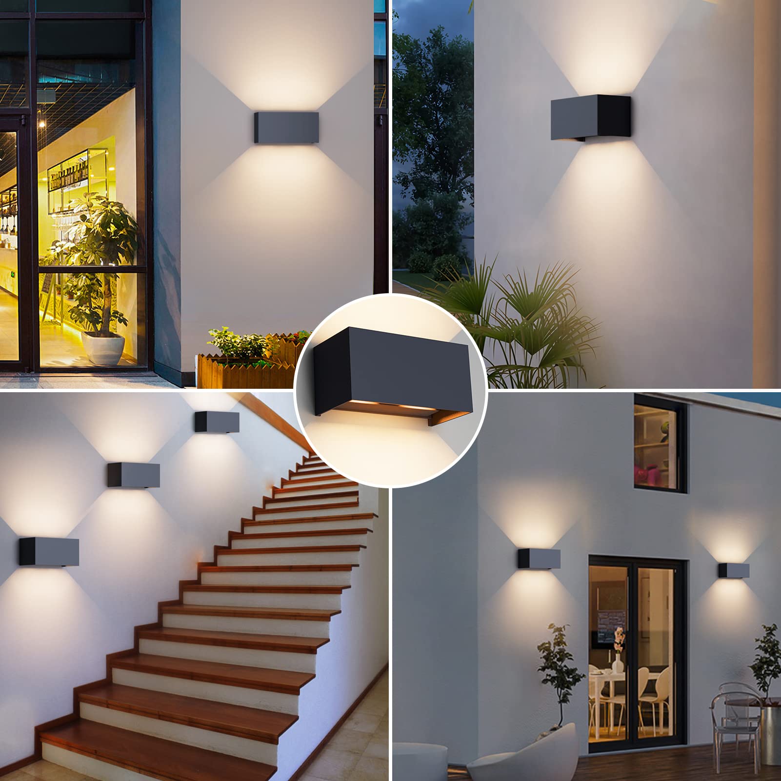 Klighten 24W LED Wandleuchte IP65 Außenlampe 3000K Warmweiß Anthrazit