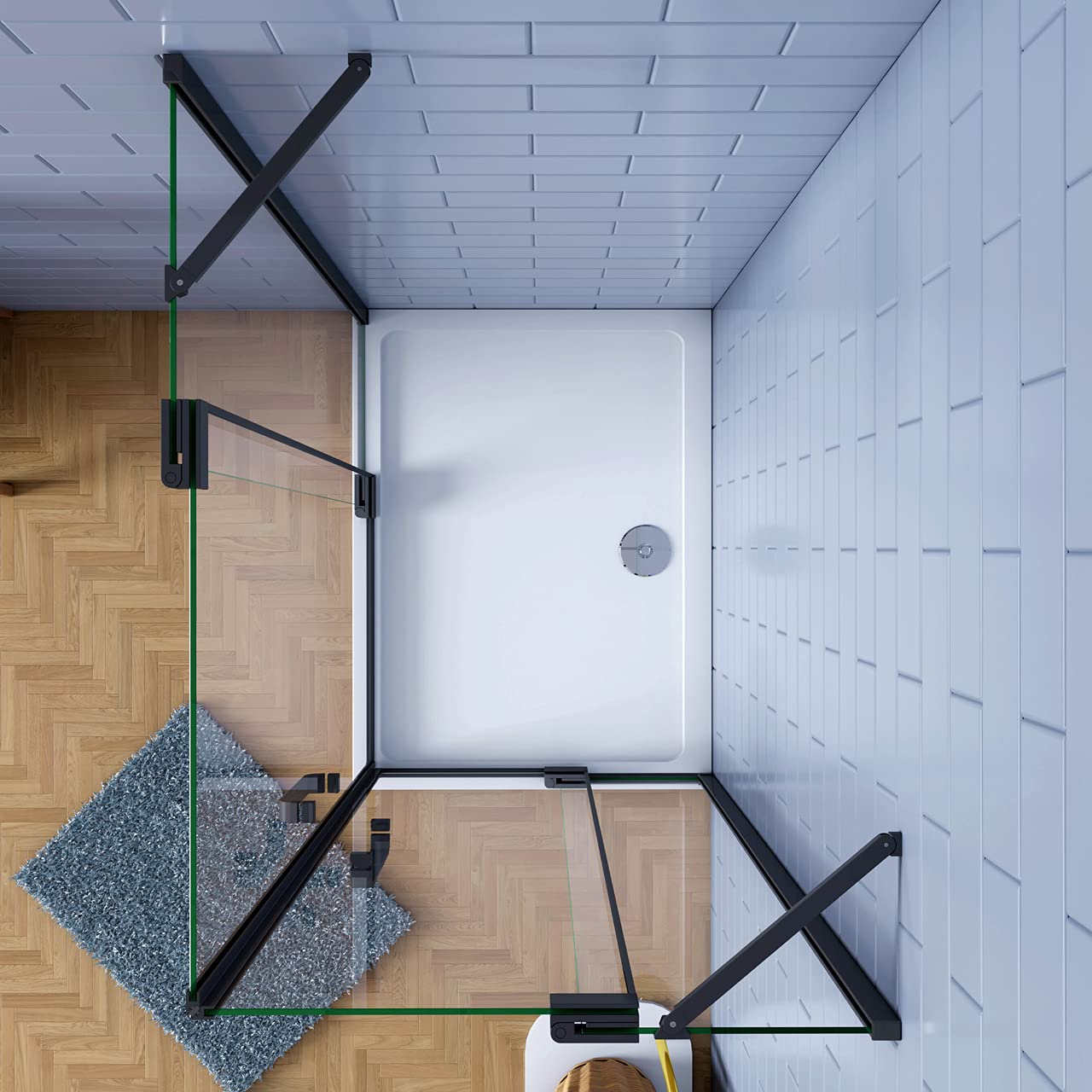 H.195cm Box Doccia Angolare 80x80cm 2 Porta Battente vetro 8mm 2 Barre