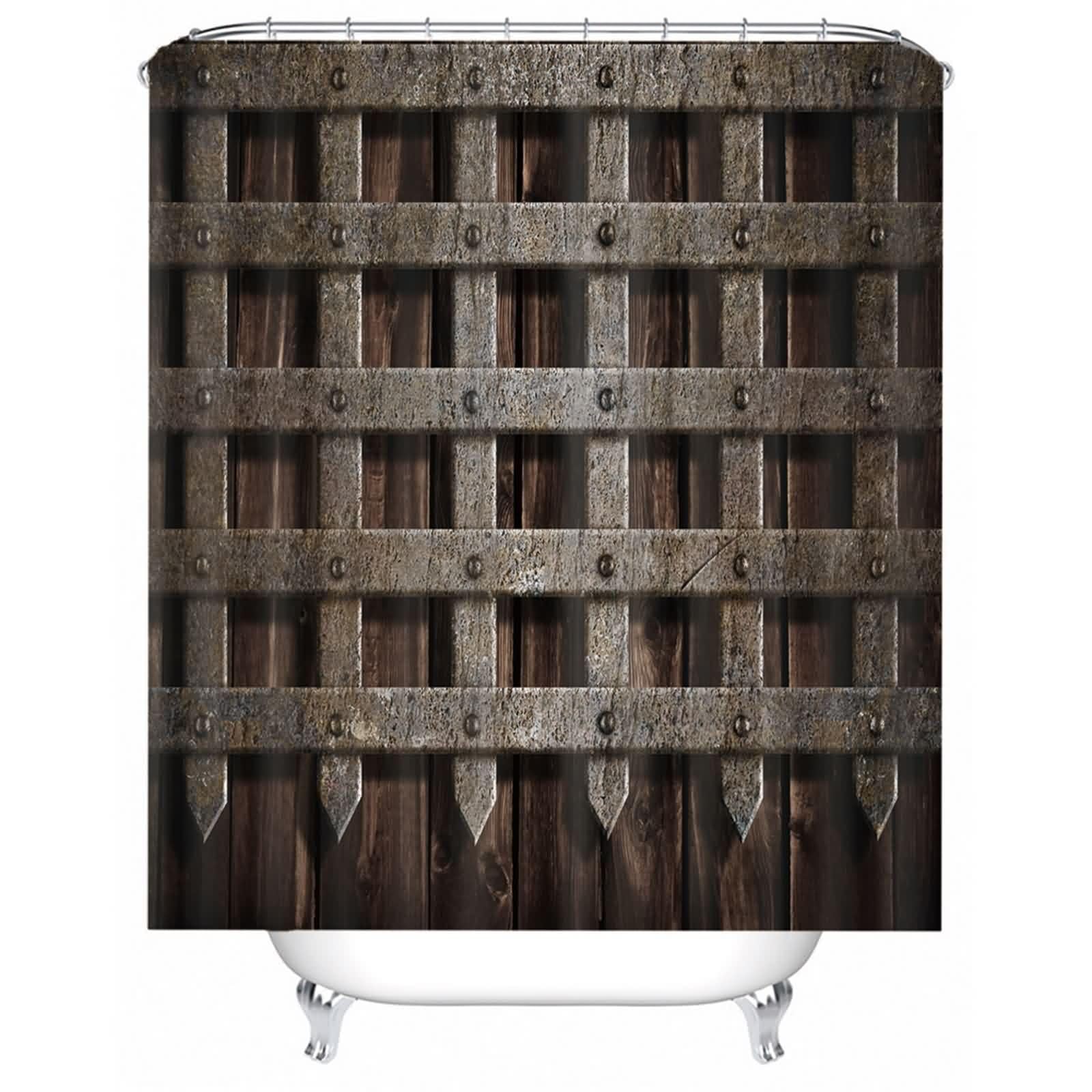 Rideau de douche anti-moisissure en polyester lavable couleur marron