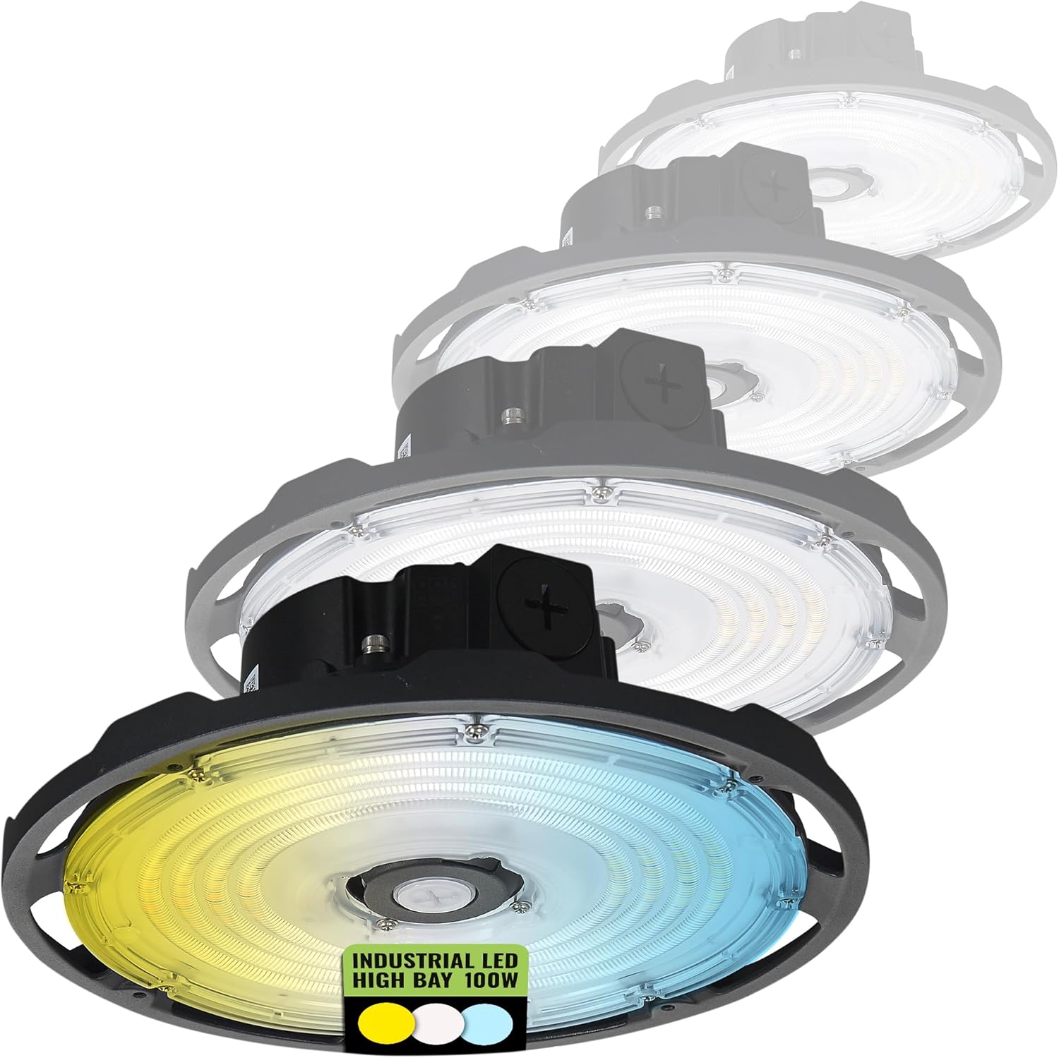 UFO LED High Bay Shop Light, 100W/85W/70W Selectable, 14500 Lumen, Multi-CCT (3000K/4000K/5000K), IP65 Waterproof, UL Certified Warehouse & Garage Lighting (10–20ft Mount)