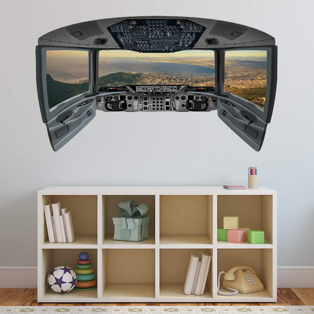 VWAQ Beach Window Wall Sticker | Airplane Pilot Cockpit Wall Decal - CP13 (24" H X 40" W)