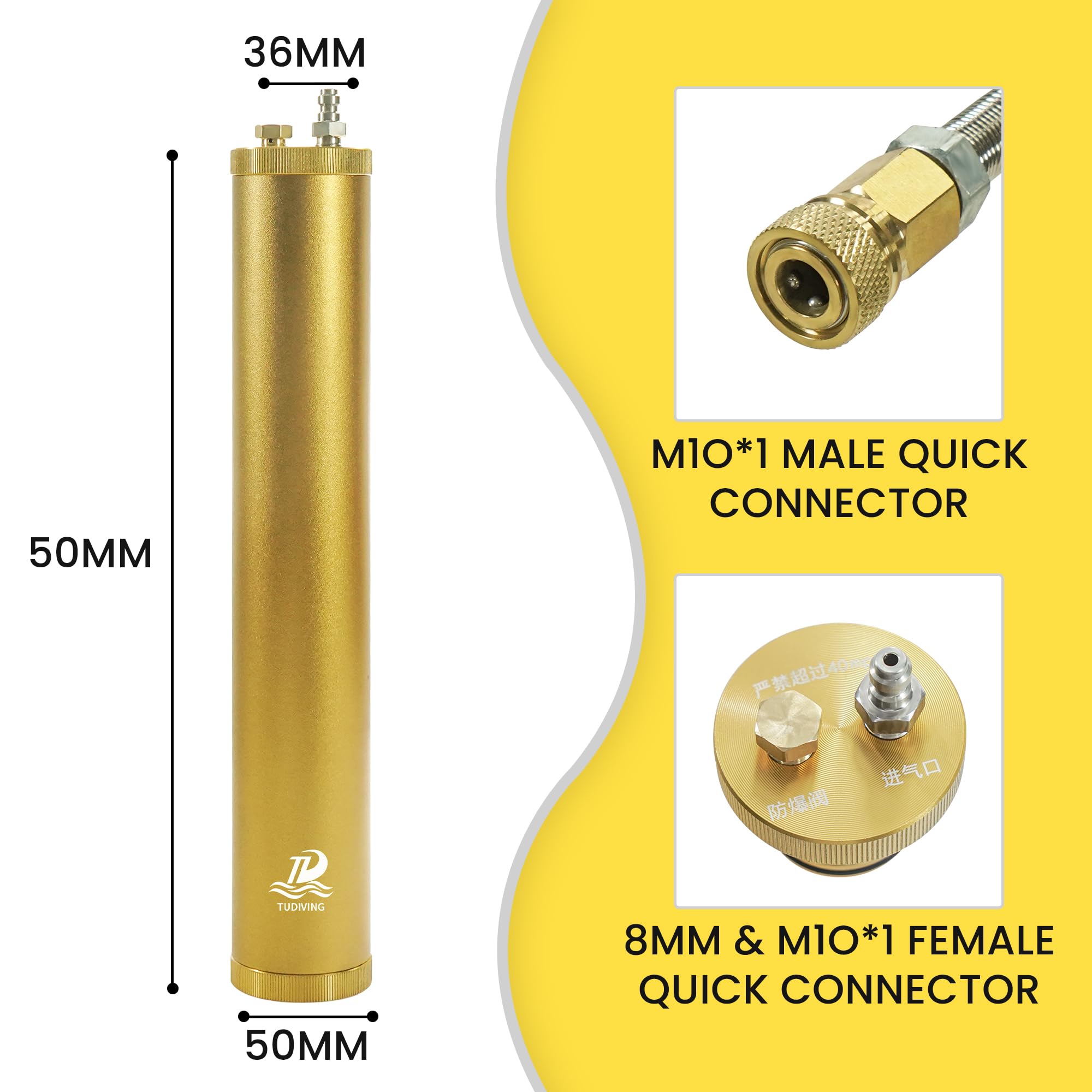 TUDIVING - Separatore ad acqua e olio PCP, separatore a immersione a setaccio molecolare, filtro compressore d'aria ad alta pressione da 4500 Psi con connettore rapido da 8 mm per bombole ad
