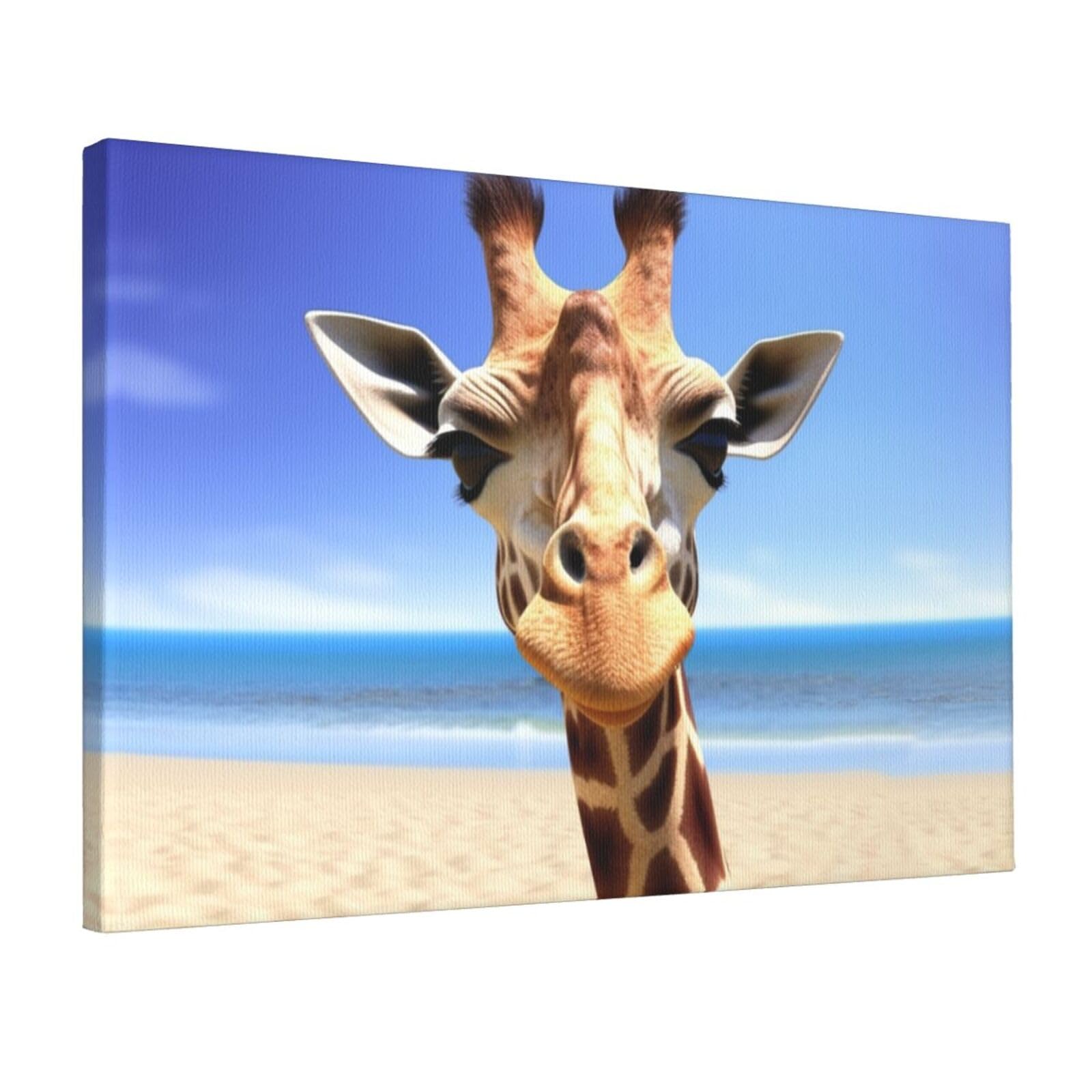 Canvas Wall Art for Living Room Wall Decor 12"x18" Modern Artwork Painting Pictures Hanging Canvas Prints Beach Giraffe Aesthetic Wall Art for Bedroom Bathroom Office Wallart Decor