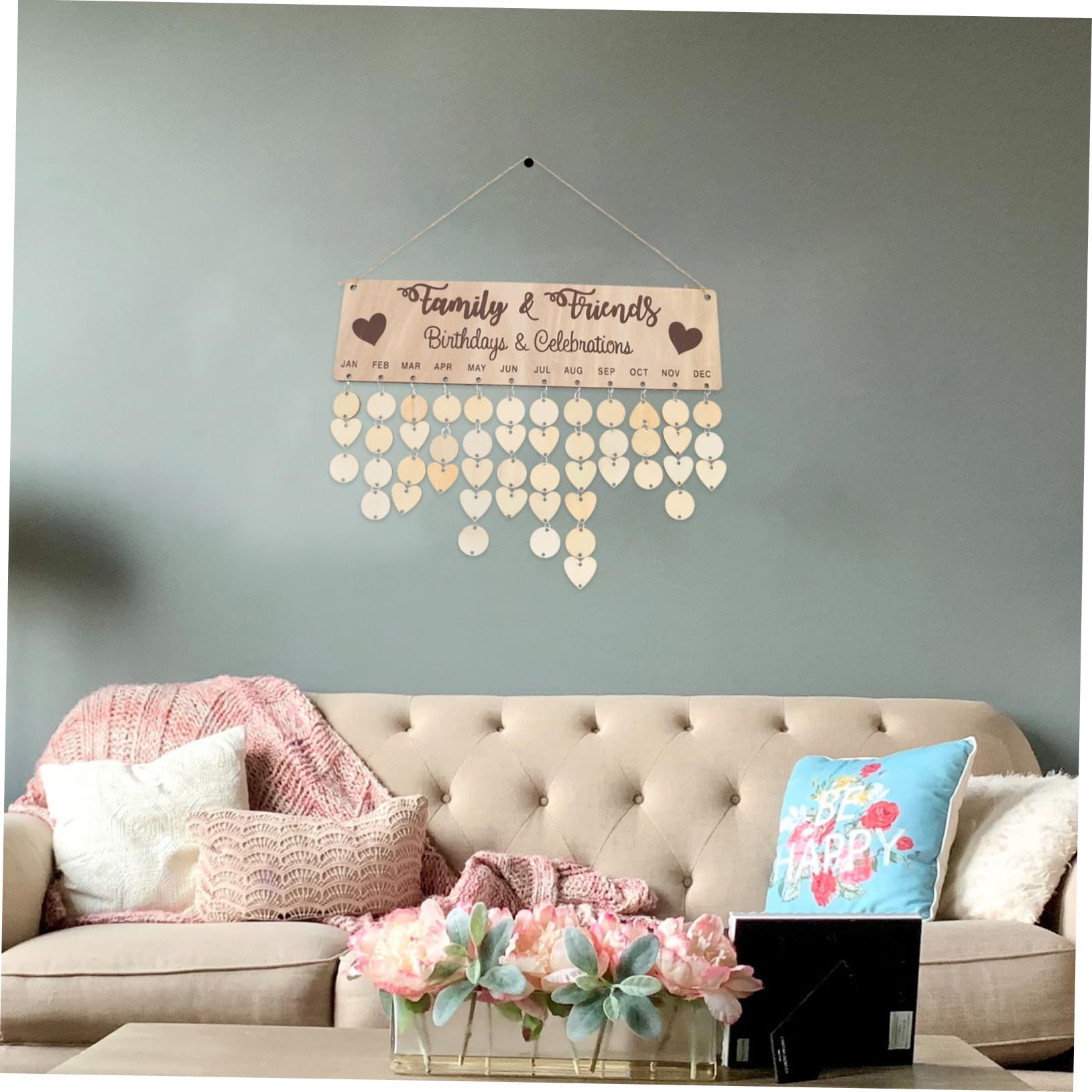 SEWACC 5 Juegos Tablero Colgante De Madera Calendario Perpetuo De Cumpleaños Pared De Cumpleaños Días En Familia Fuera De Borda Calendario Del Abuelo Celebración Mostrar Especial Metal