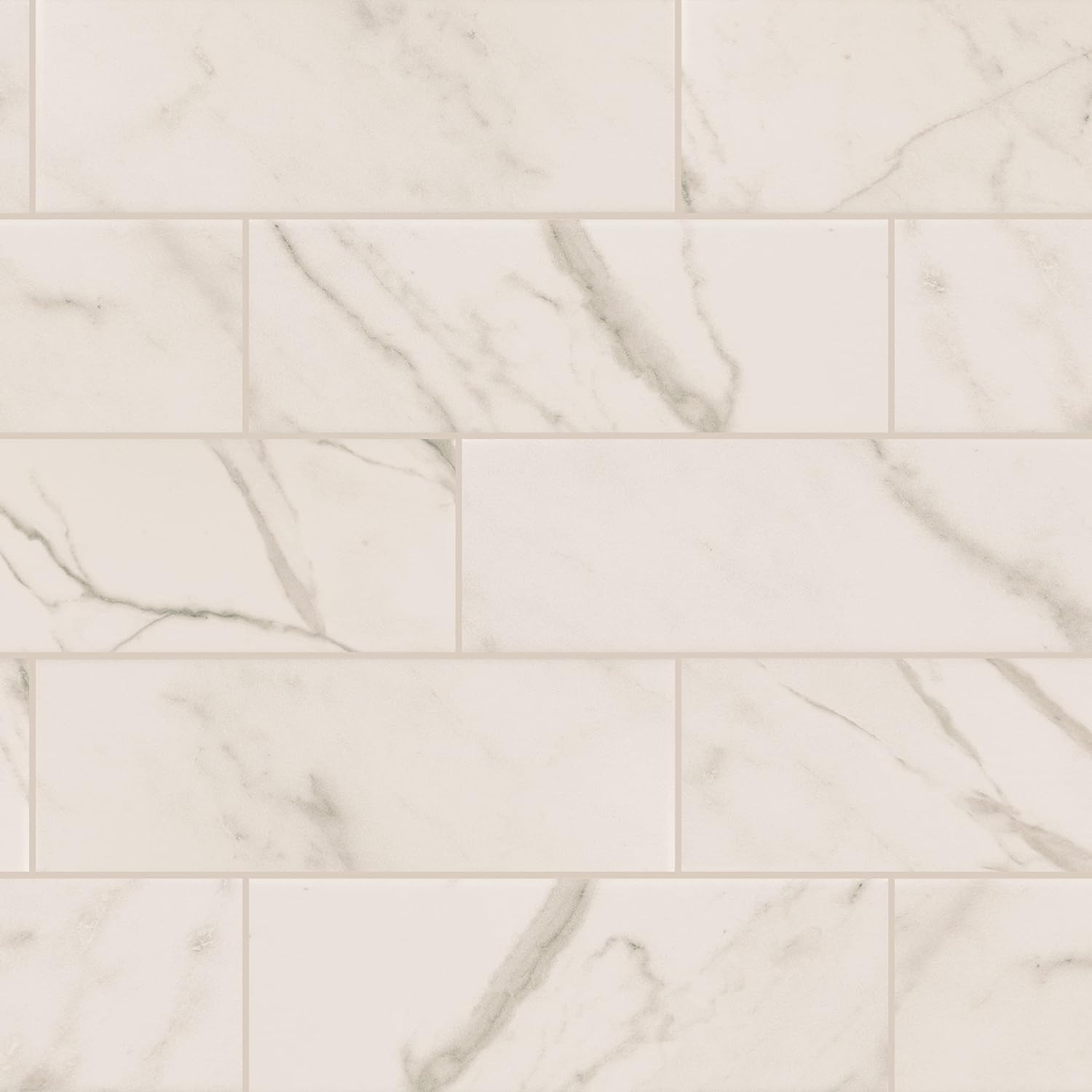Daltile Costar 4" x 12" Marble Look Ceramic Wall Tile in Matte Calacatta Empire for Kitchen Backsplashes, Decorative Accents, or Bathroom Walls Large Calacatta Empire