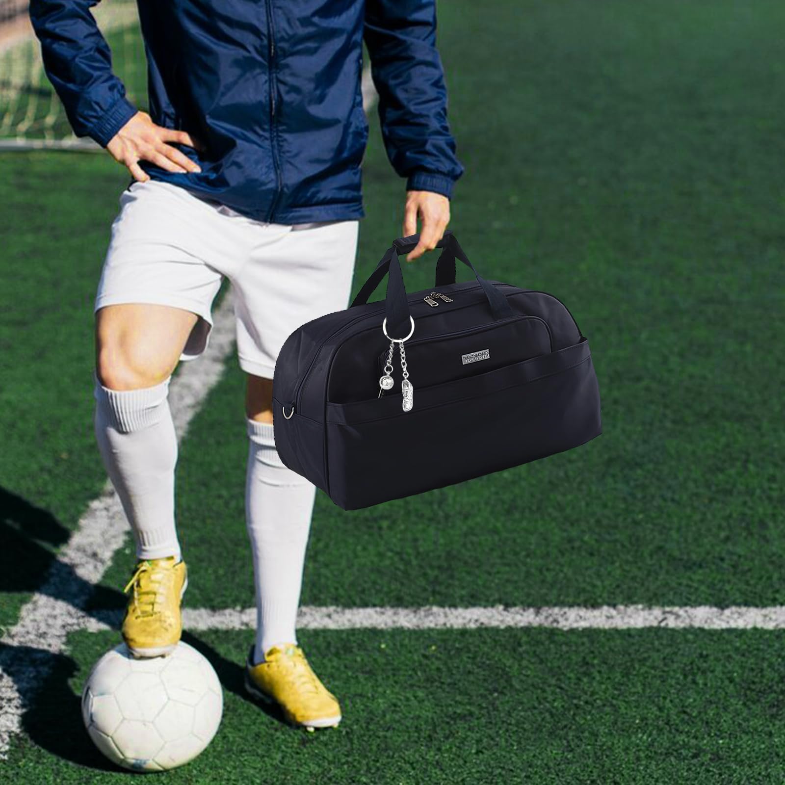 Llavero de Fútbol para Niños y Adultos, Deportivo Plateado Mini Bota y Balón, Regalo de Cumpleaños