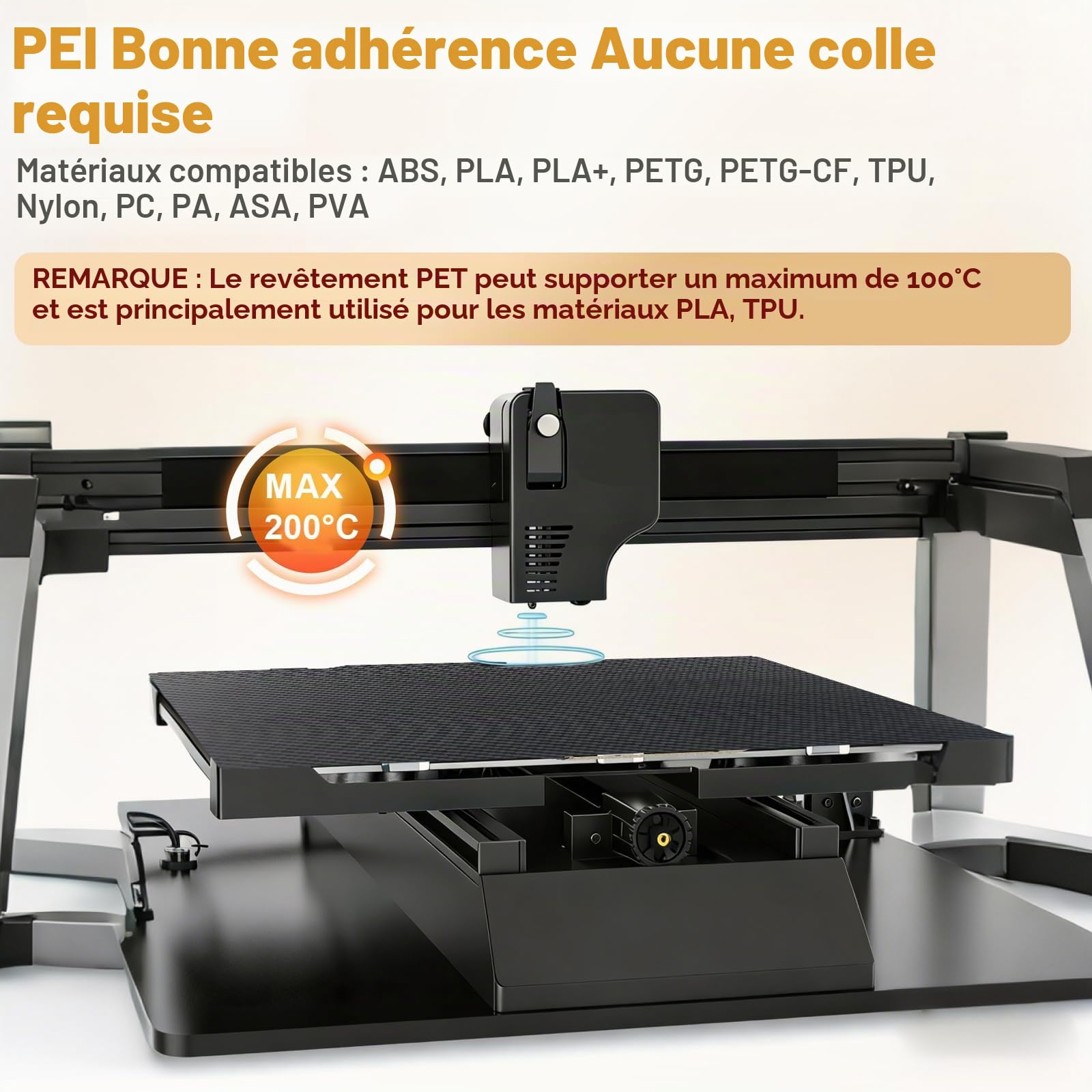 Plaque d'impression PEI (doré) + PET (motif fibre de carbone) pour Bambulab P1S/P2S/X1C/P1P/X1/A1, plateau d'impression en acier à ressort PEI lisse pour plateformes d'imprimante 3D Bambulab avec PLA