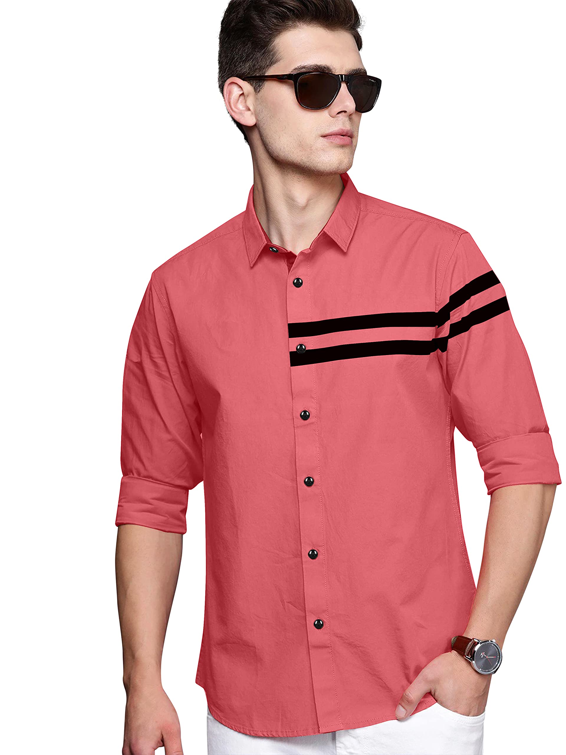 Indoprimo Mens Classic Fit Cotton Casual Shirt For Men Full