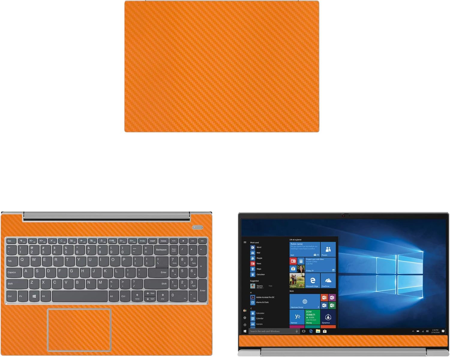 Decalrus - Protective Decal for Lenovo IdeaPad S340 (15.6" Screen) Laptop Orange Carbon Fiber Skin case Cover wrap CFlenovoIdeapad15_S340Orange