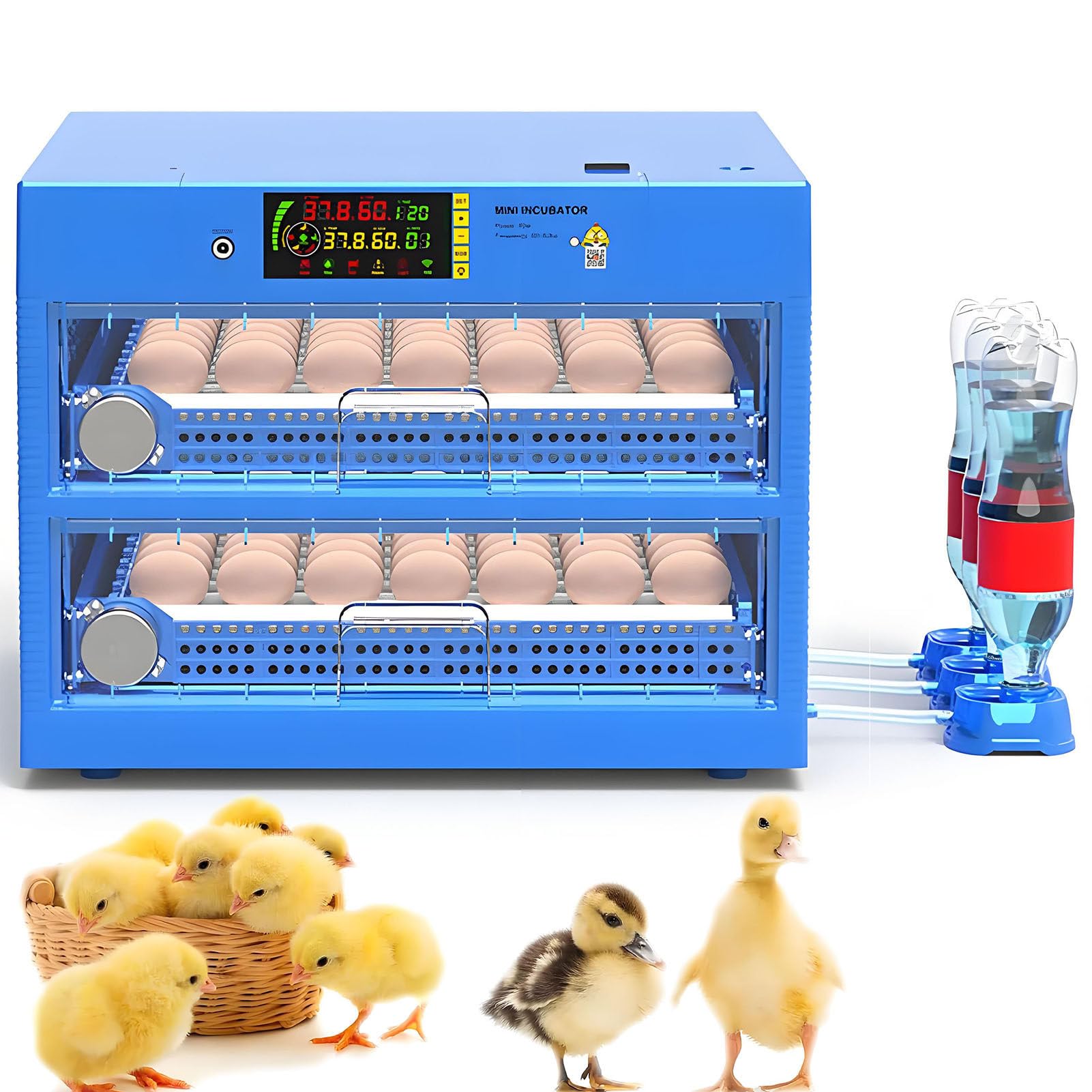 SHENGSHIYU Chicken Incubators for Hatching Eggs,Automatic Humidity Incubator with Auto Egg Turner,Pull-Out Transparent Egg Tray,Adjustable Spacing Roller,Automatic Egg Turning 2Layers