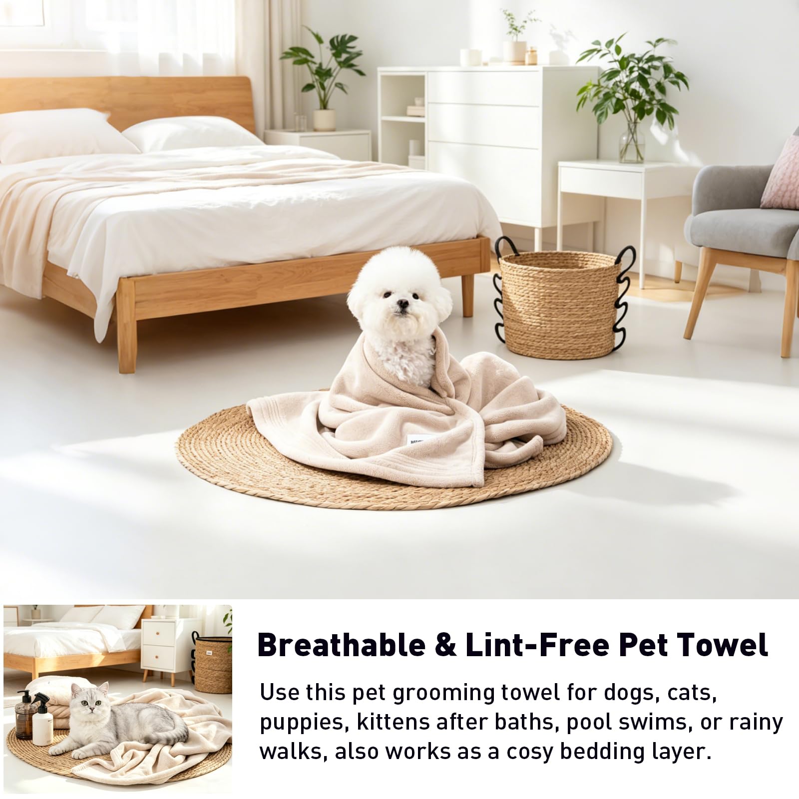 Grande serviette de séchage pour animaux de compagnie pour chiens et chats, super absorbante, en polaire corail, épaisse, douce et riche, en microfibre anti-peluches, idéale pour toutes les